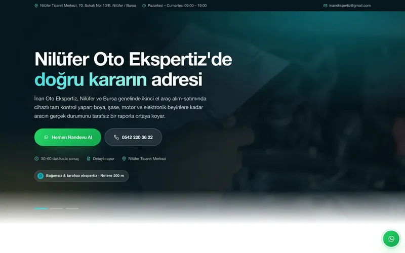 İnan Oto Ekspertiz web sitesi tasarımı