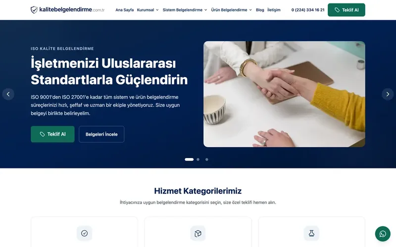 Kalite Belgelendirme web sitesi tasarımı