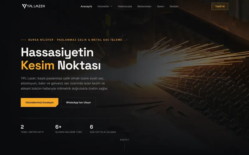 YPL Lazer web sitesi tasarımı